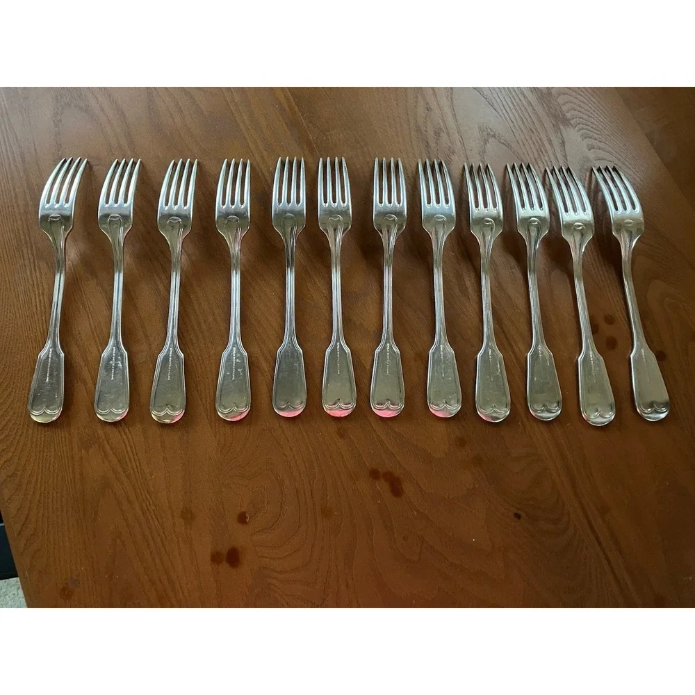 Vintage Wm Hutton &Sons Sheffield England Reeded Harley Pattern 12pc Dinner Fork